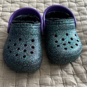 CROCS Glittery Kids Slippers with Purple Strap